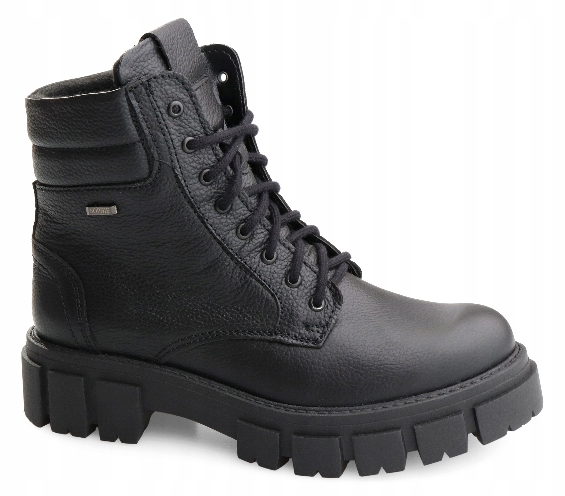 

czarne skórzane trzewiki trapery Rammit 1561/5