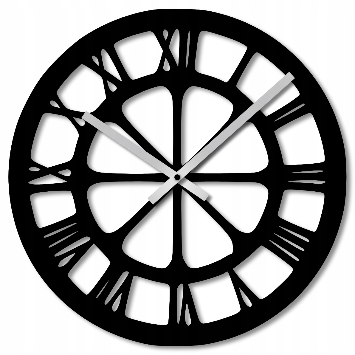 Nástěnné Hodiny 50 cm Dřevěné Nástěnné Hodiny Velké Černé Římské Hodiny 3D