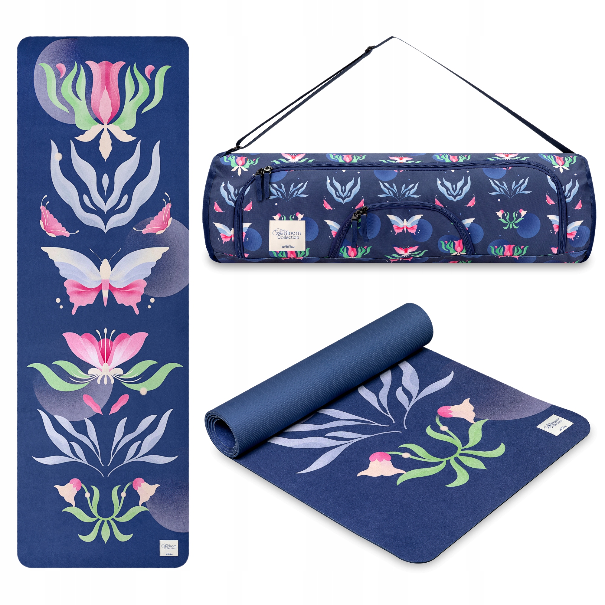 Mata do jogi i ćwiczeń z torbą do transportu Zestaw Spokey The Bloom