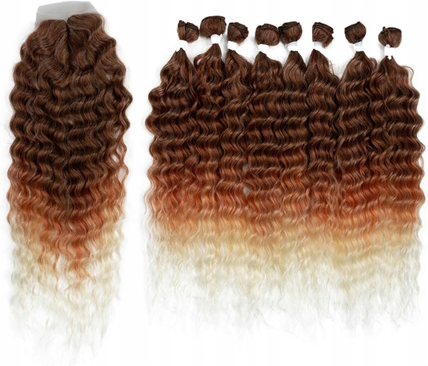 Vlnité Syntetické Vlasy Water Wave 50 cm, sada 9 kusů, přírodní vzhled