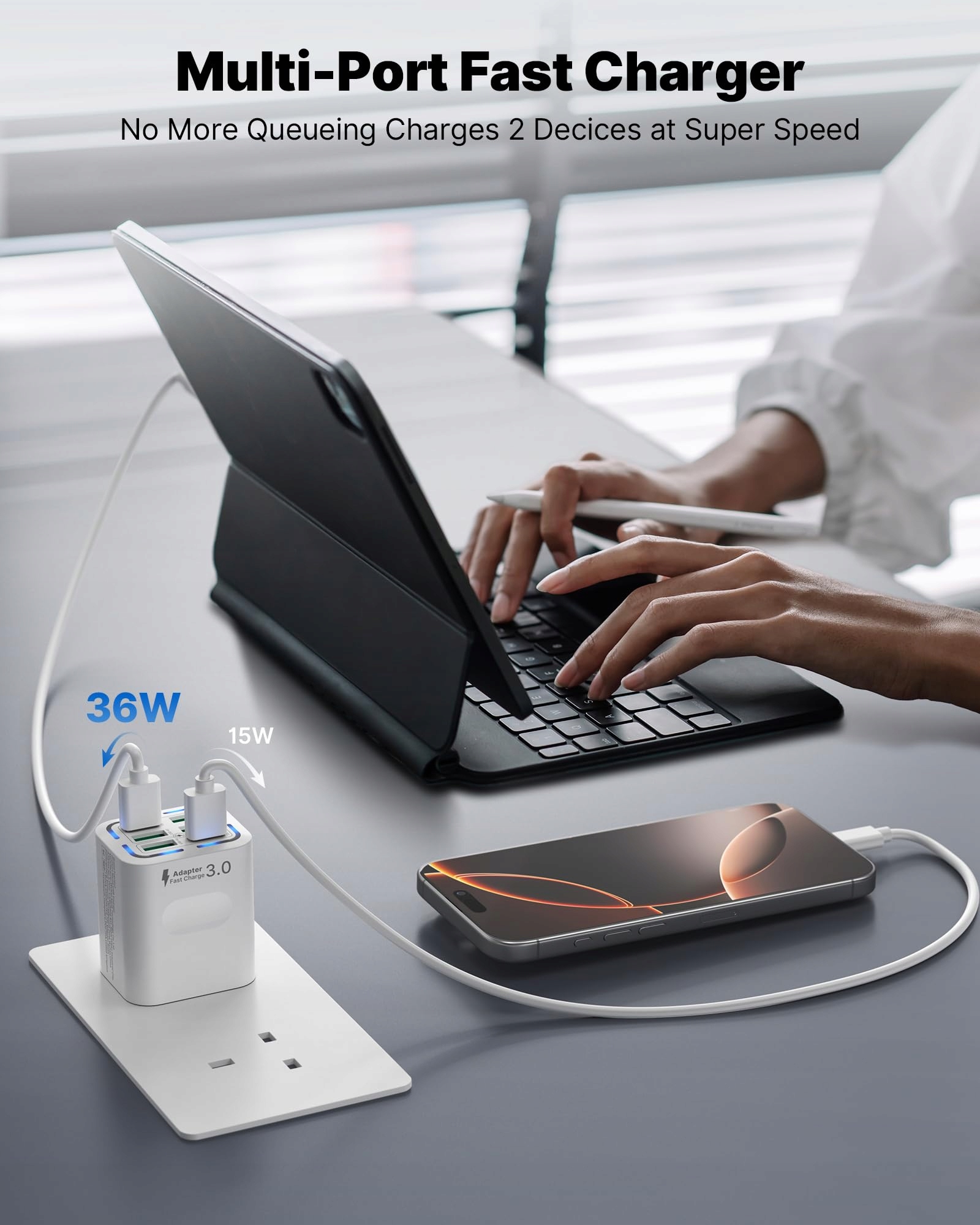 TUPNEUF Ładowarka USB 6 Portów QC 3.0 Szybkie Ładowanie iPhone Android — miniatura 2