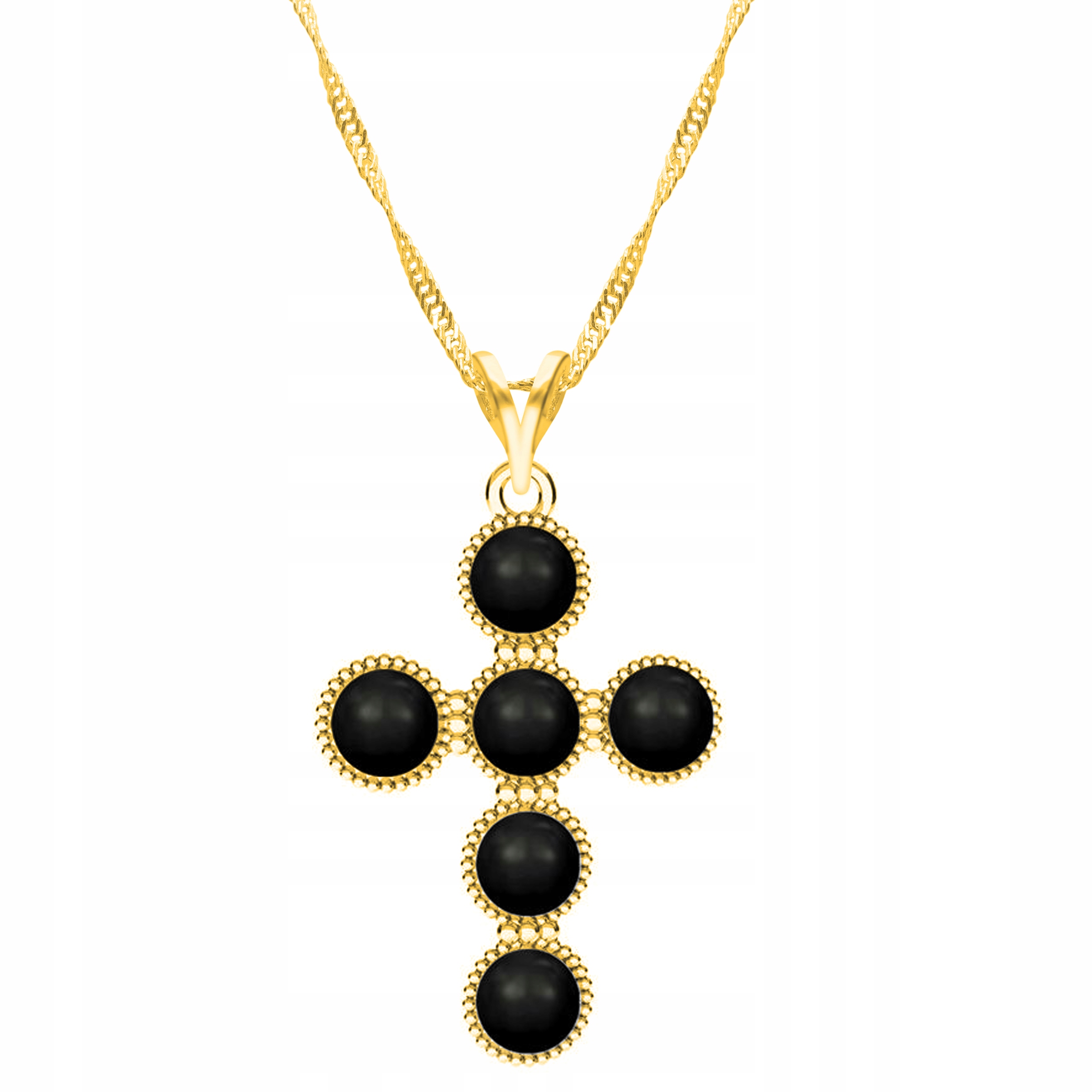 Řetízek zlatý náhrdelník 925 Kříž Černá Perla