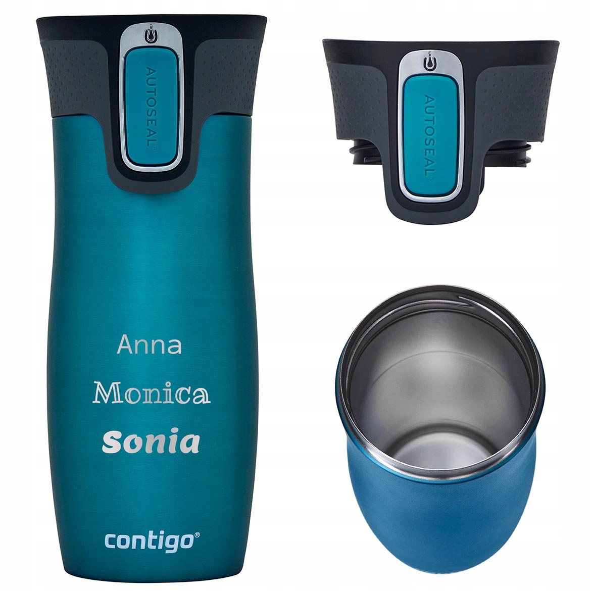 Kubek termiczny Contigo West Loop z grawerem-Turkusowy -Na powrót do szkoły