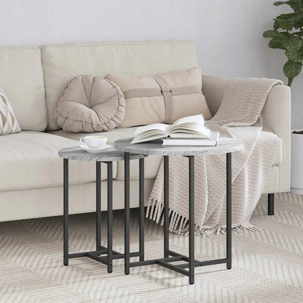 vidaXL Sada odkládacích stolků 2 pcs Šedá Sonoma a černá