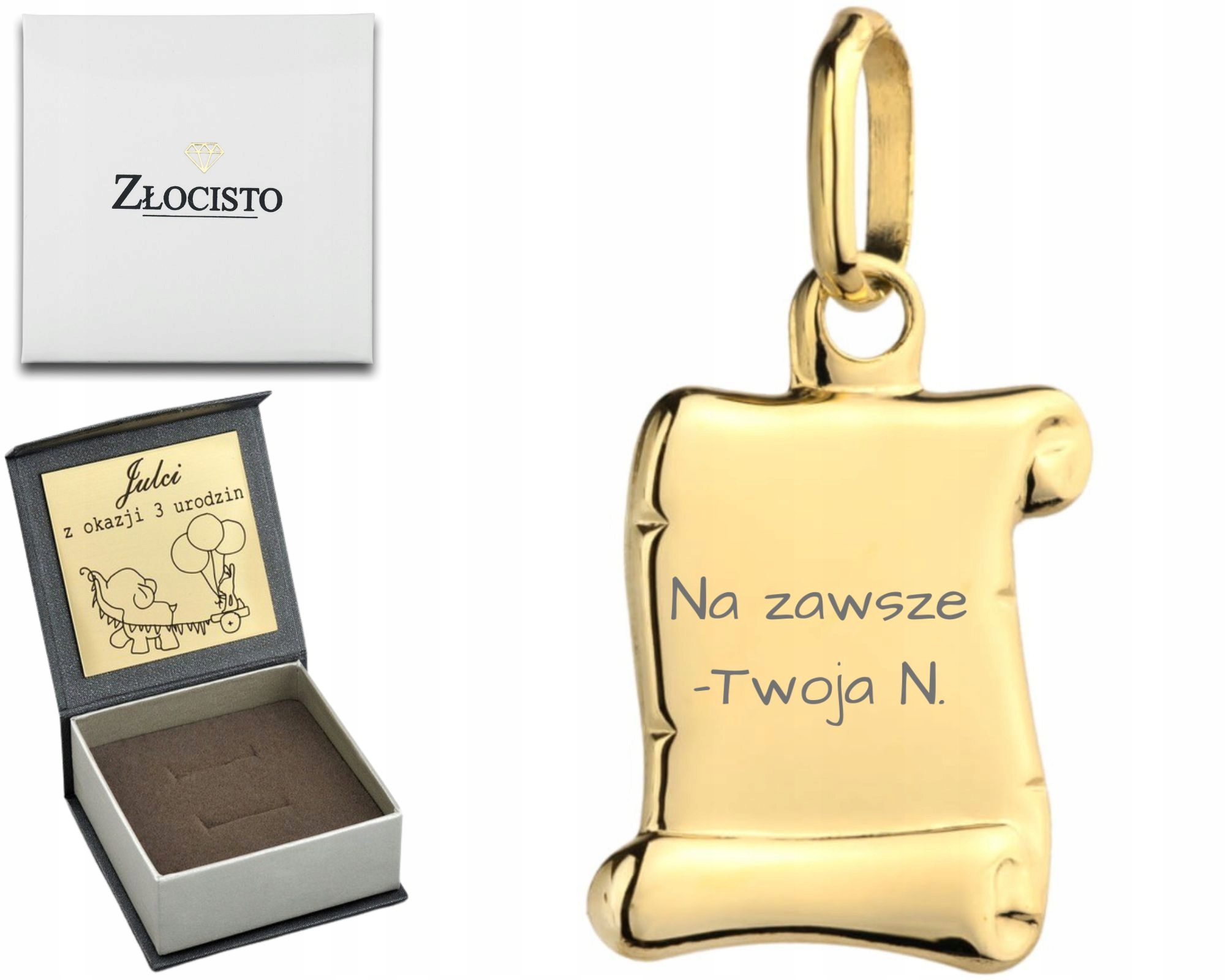 Zlatý přívěsek Přívěsek Pod Gravírování Bonus 585 14K Dárek K Narozeninám