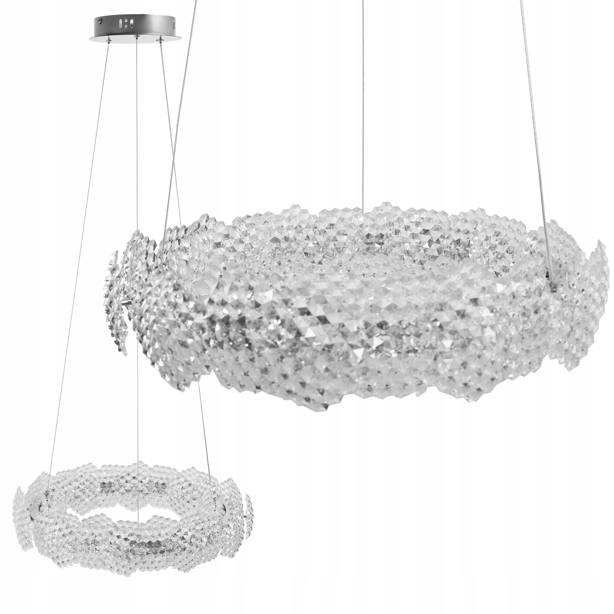 Závěsné Stropní Svítidlo Led Glamour Ring Křišťálová Chromová 57 CM Toolight