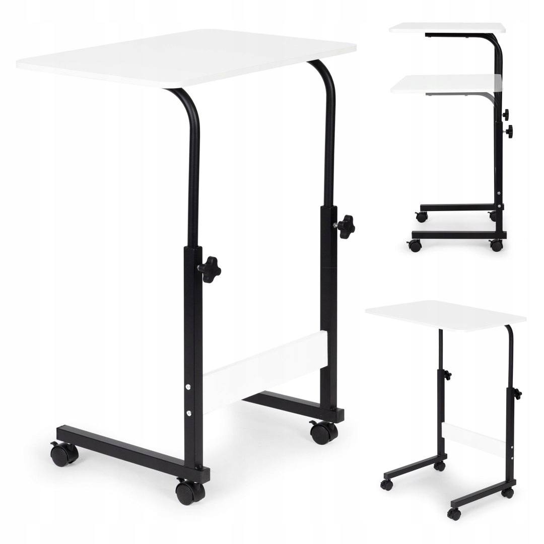 Stolek pod notebook s kolečky, stůl přikládací k gauči bílý