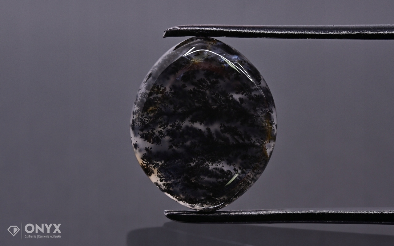 Dendritový achát z Kazachstánu mělká markýza 19x16