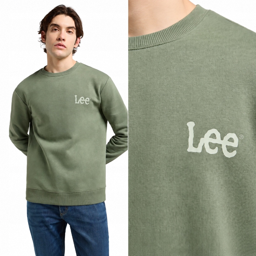 Lee pánská mikina Wobbly Lee Sws crew neck Olive Stone Khaki M