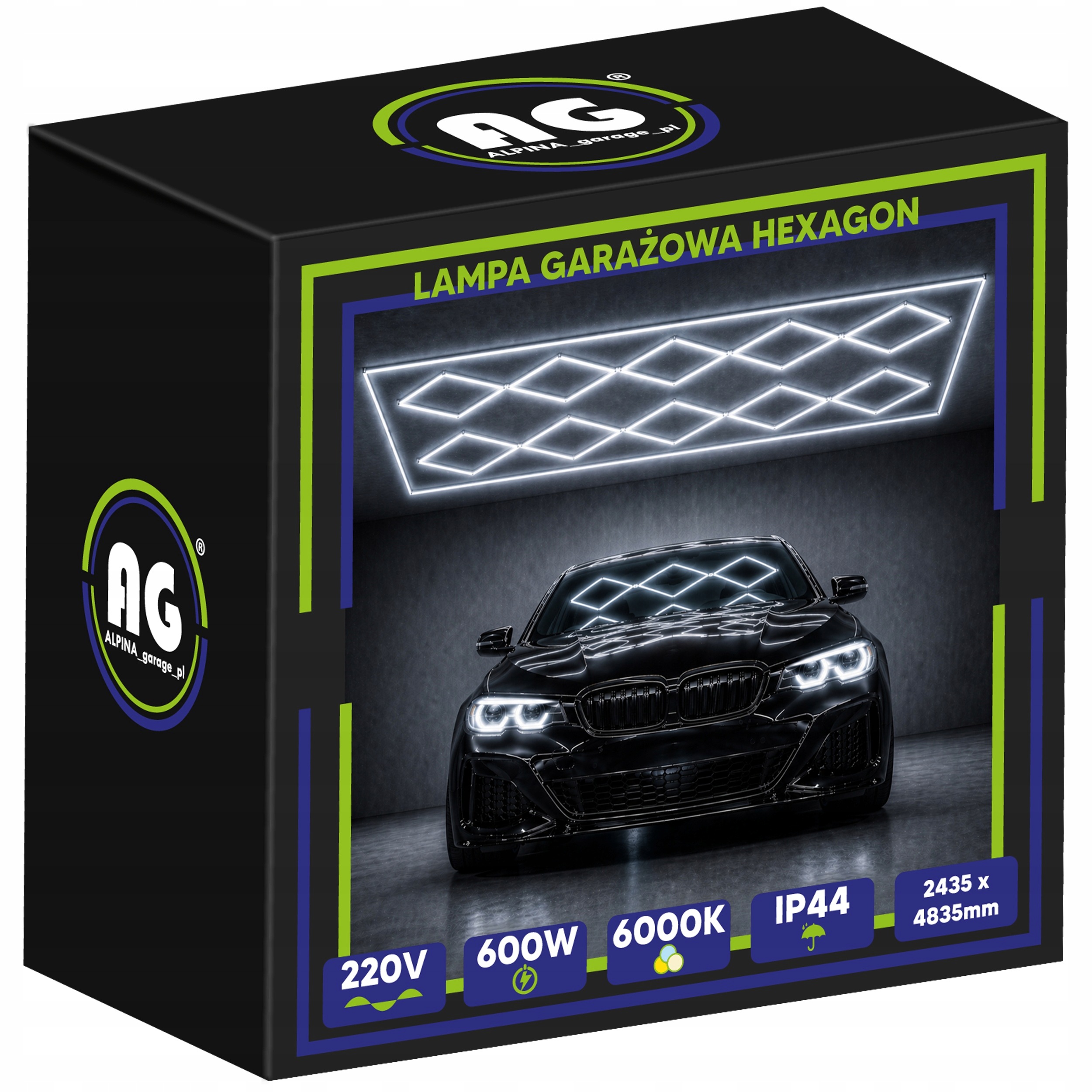 Led lampa Hexagón Stropný panel do garáže 600W 6500K 484x244 cm