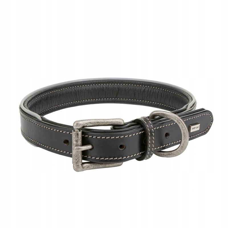 Levně Kožený obojek L 53-63 cm/30 mm černý