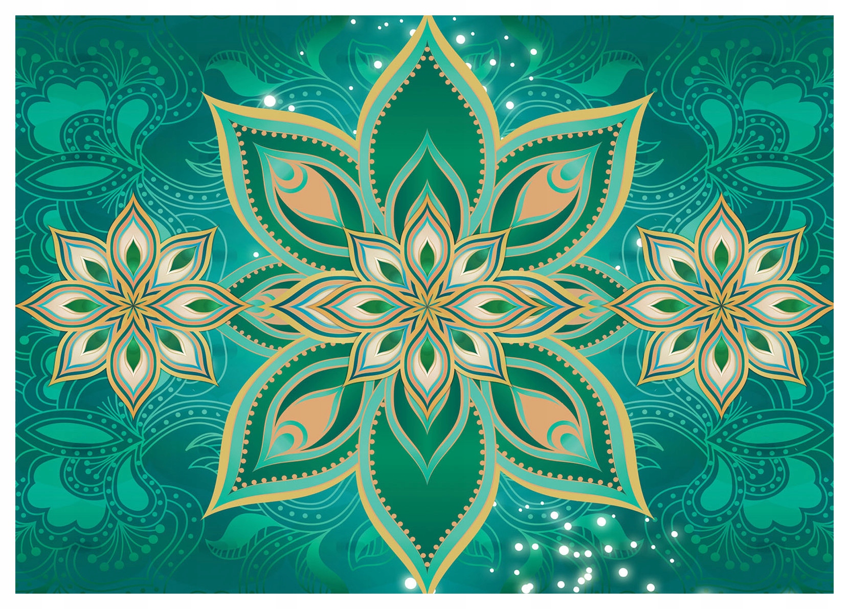 Fototapeta Zlaté a smaragdové květy Abstrakce na zeď 208x146 lepidlo