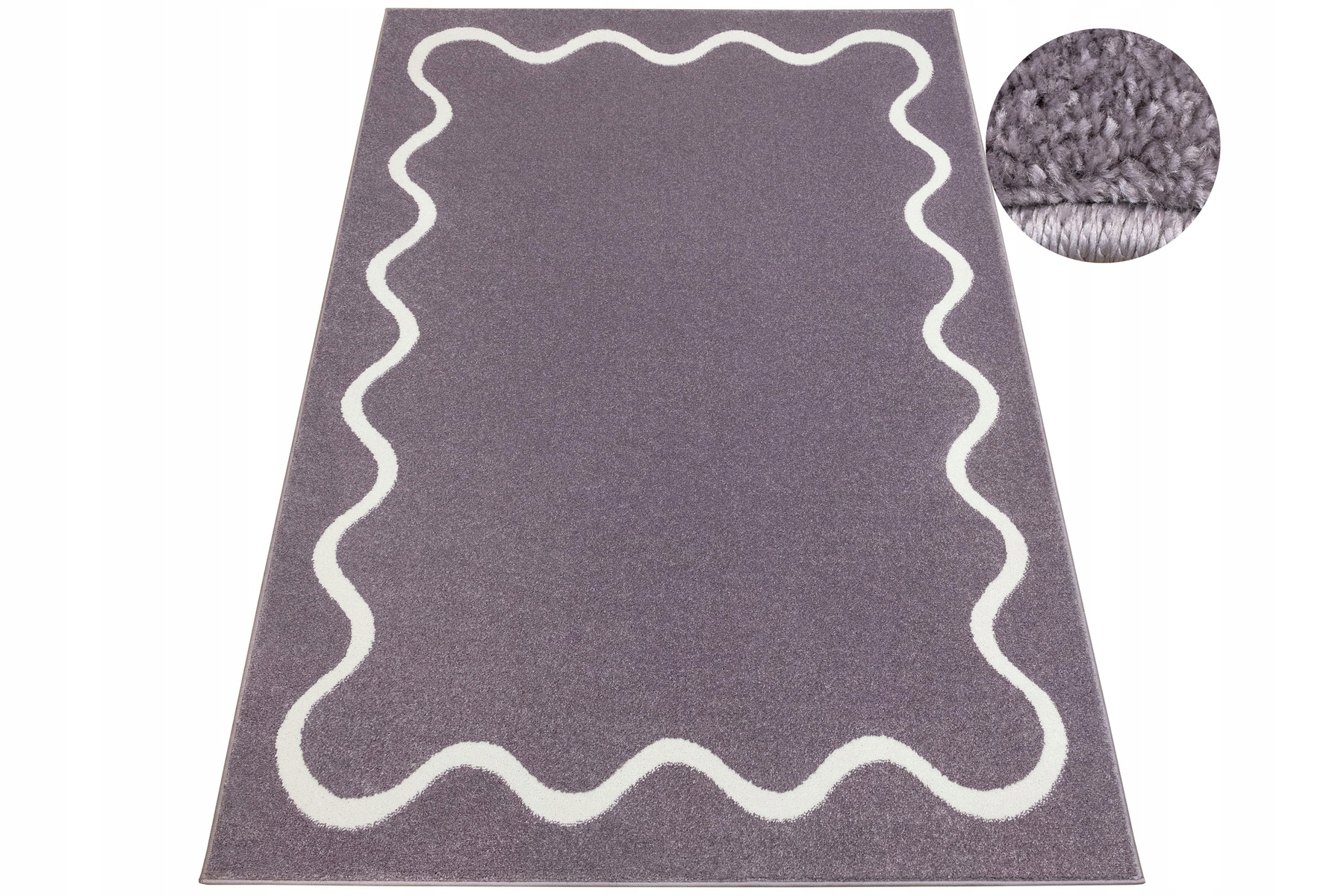 Dywan Do Sypialni Diecka Fioletowy Kremowy Miękki Falbanka Lima 140x190 cm
