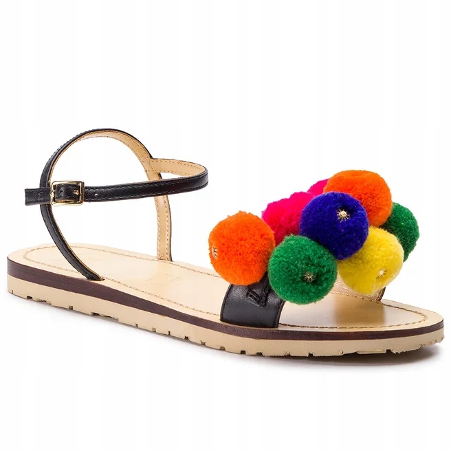 Love Moschino Dámské sandály kožené, bambule velikost 37 černé