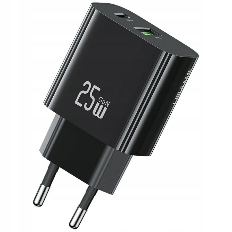Ładowarka Usams CC315 T65 25W 1xUSB-C 1xUSB-A Fast Charging czarny