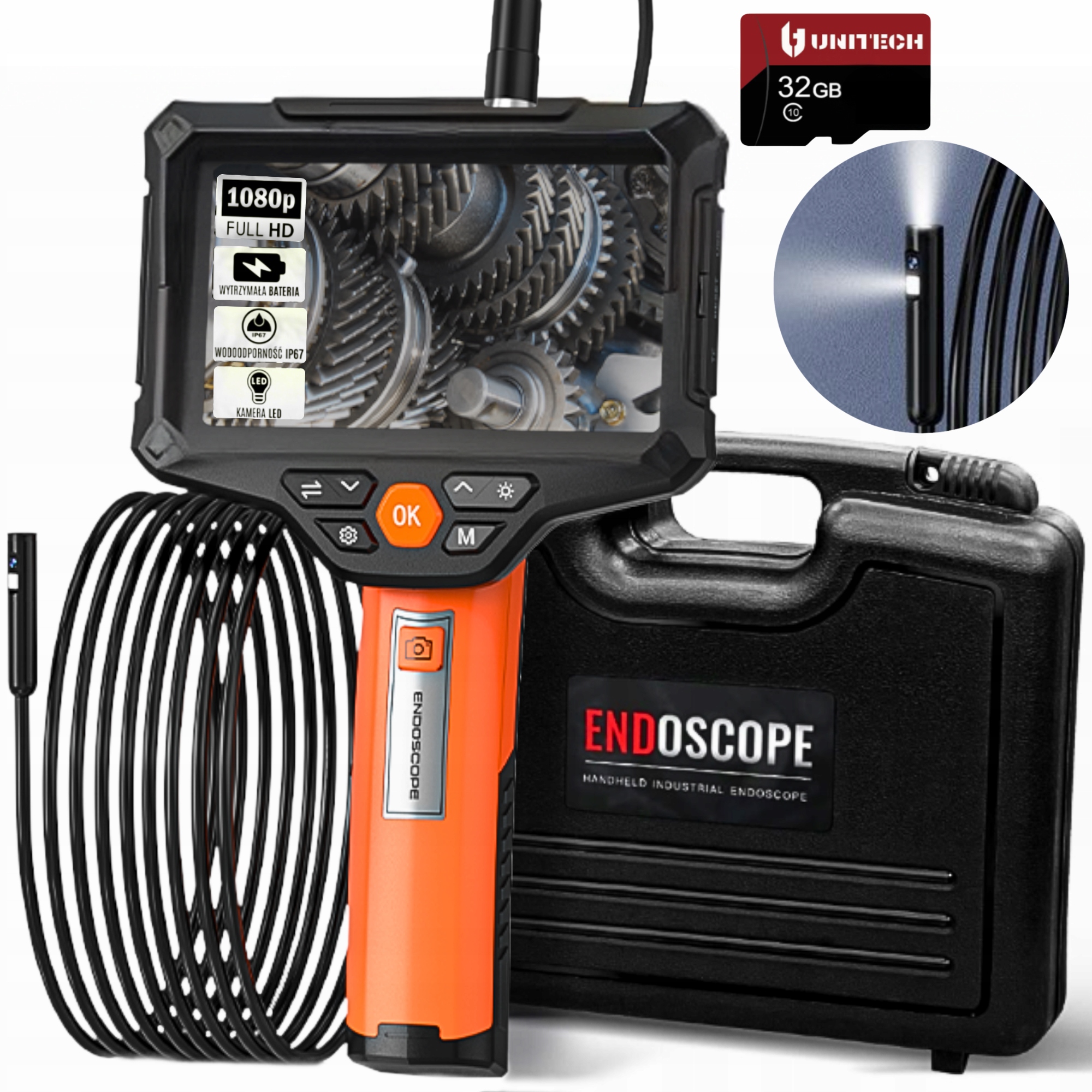 Inšpekčná Kamera 5" Endoskop 5,5 mm Pre Motor Rúrok Dielňa 32GB Karta
