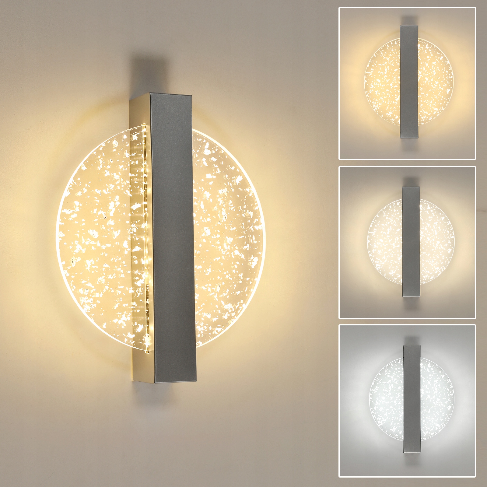 Kinkiet Ścienny Lampa Led Srebrny Nowoczesny Wewnętrzny 12W 1500lm