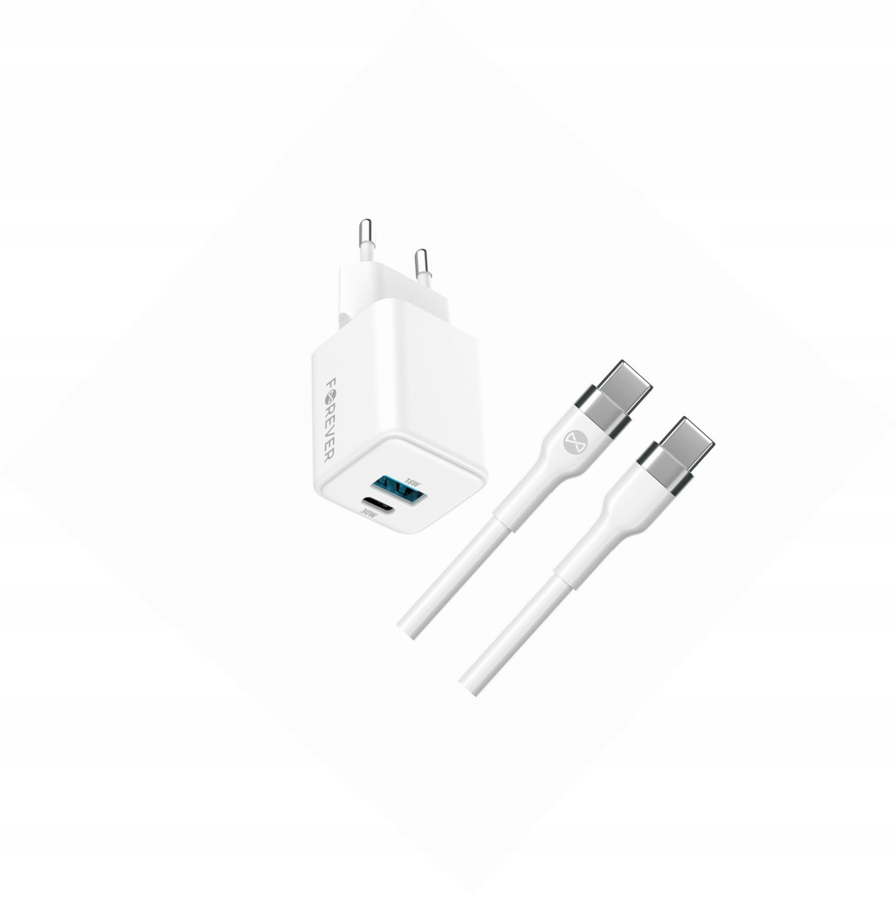 Szybka ładowarka GaN 30W 2 wejścia Usb i Usb-c z kablem do Doogee S88 Pro