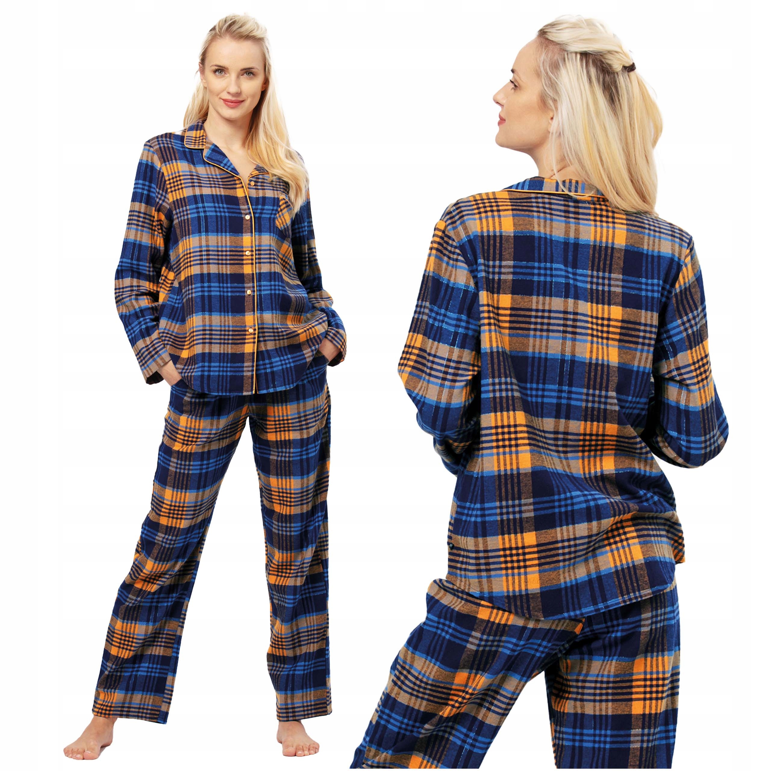 Dámské bavlněné pyžamo na knoflíky s dlouhými kalhotami Lns 481 Key M