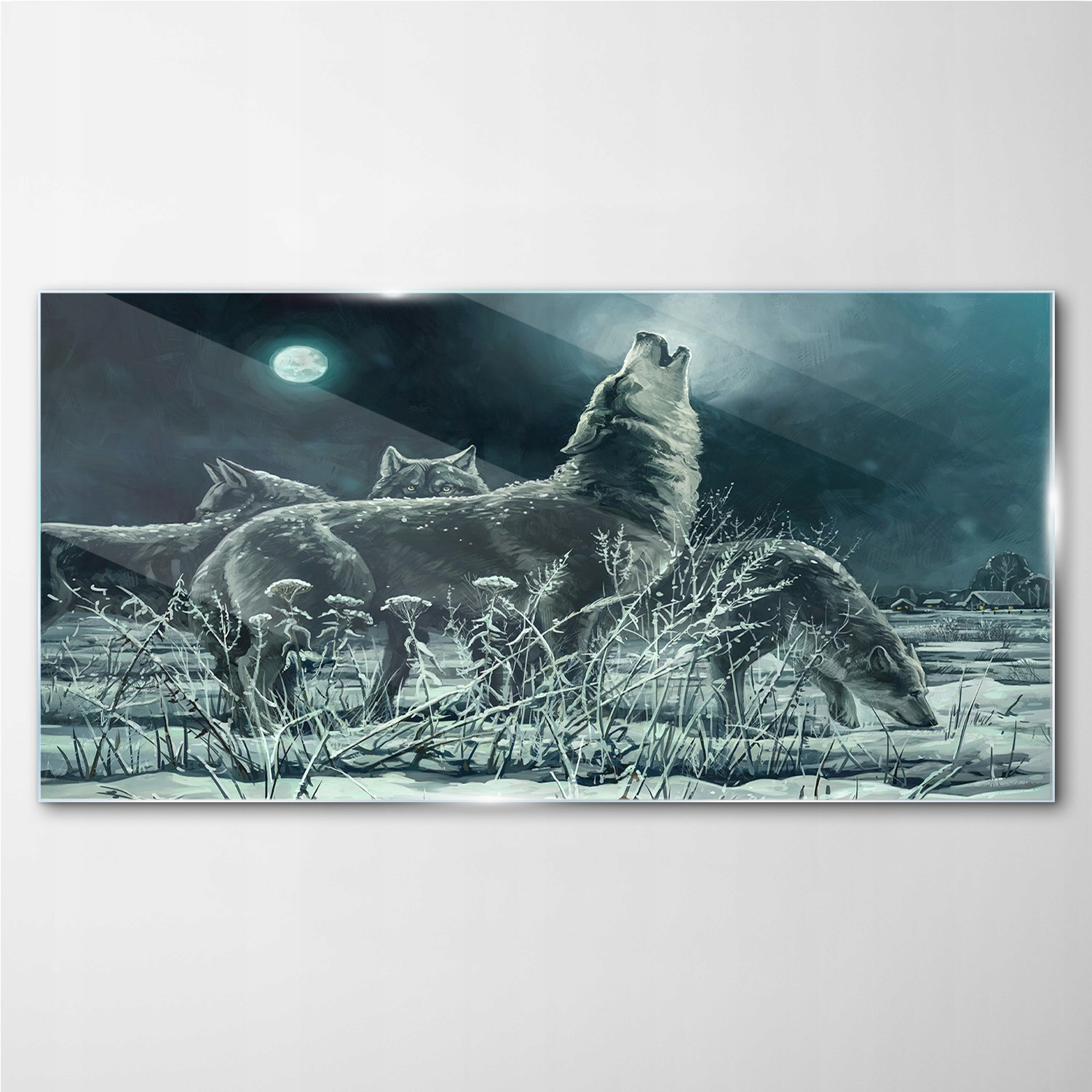 

Szklany obraz Malarstwo zwierzęta wilki 140x70 cm