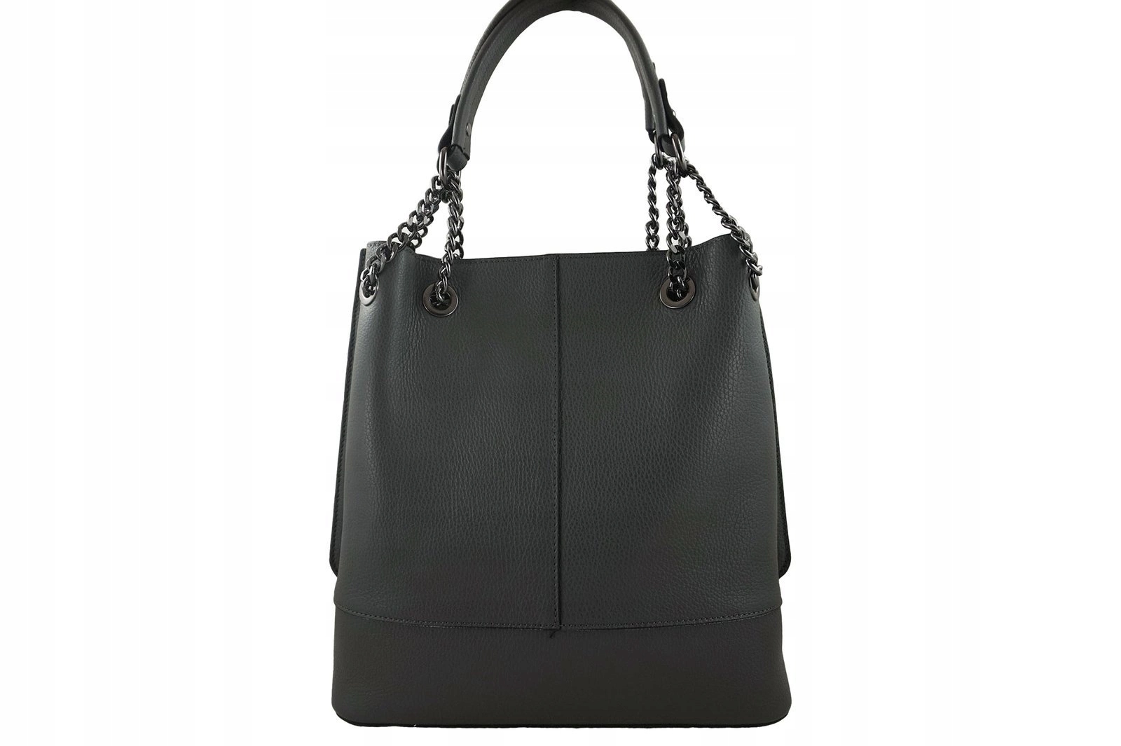 Módní dámská kožená kabelka shopperka italská šedá tmavá