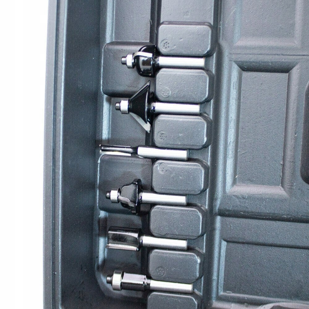 Frezarka do krawędzi 1200W 12 głowic w walizce górnowrzecionowe komplet Maksymalna moc 1200 W