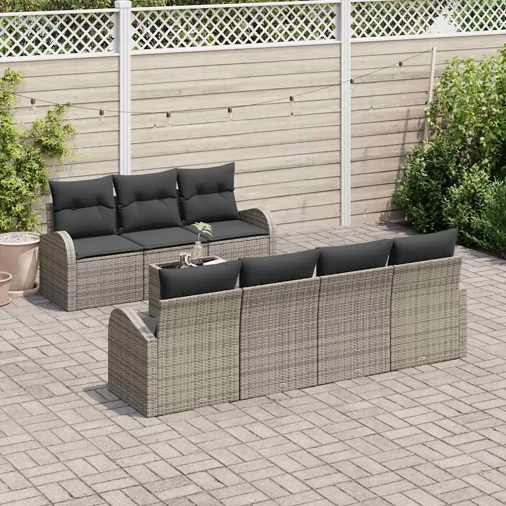 Sada zahradních pohovek s polštářem 8 pcs Šedá 55 x 55 x 37 cm Šedá 3354618