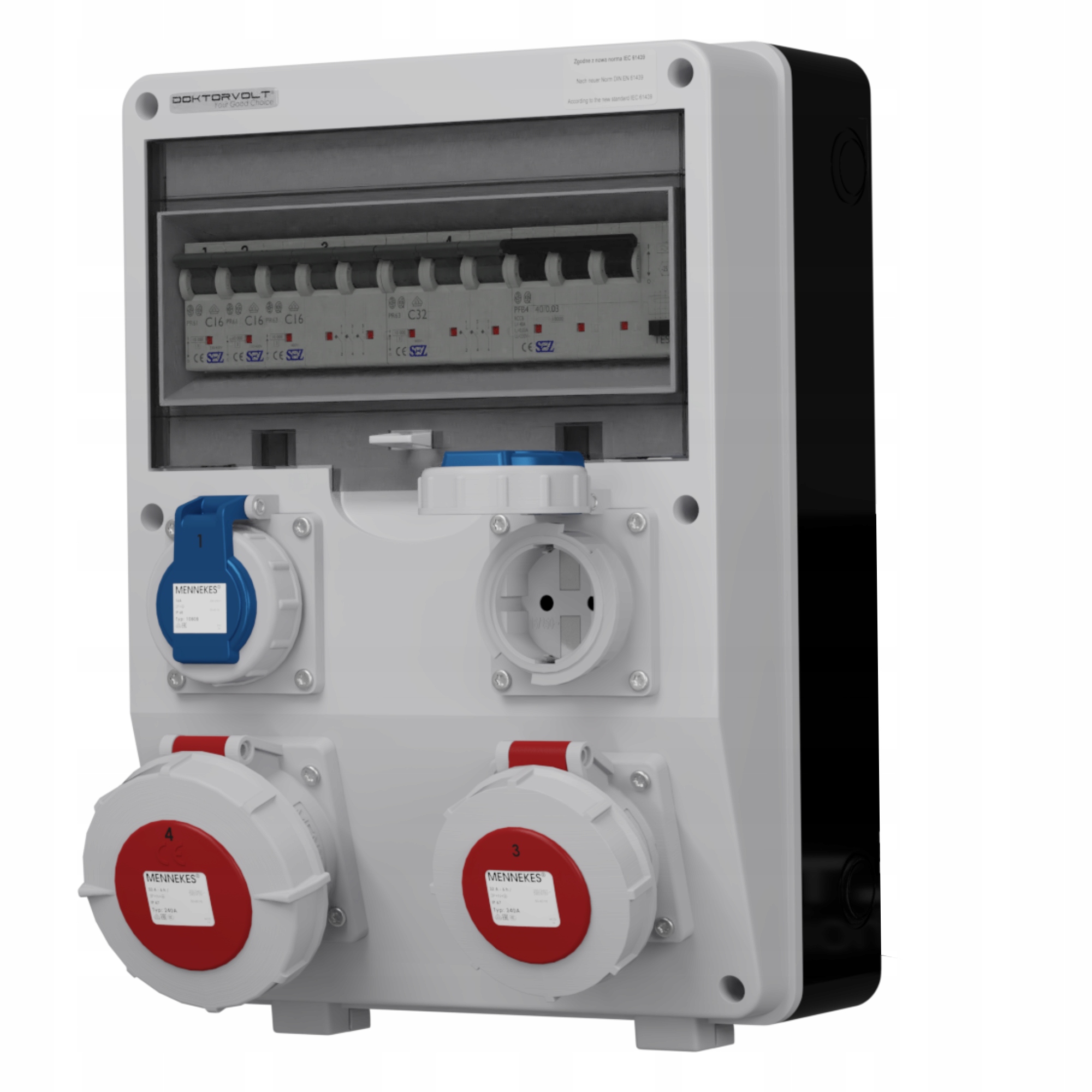 Stavební rozvaděč Td-s/fi 32A 16A 230V IP65 Schuko DV-2855-D