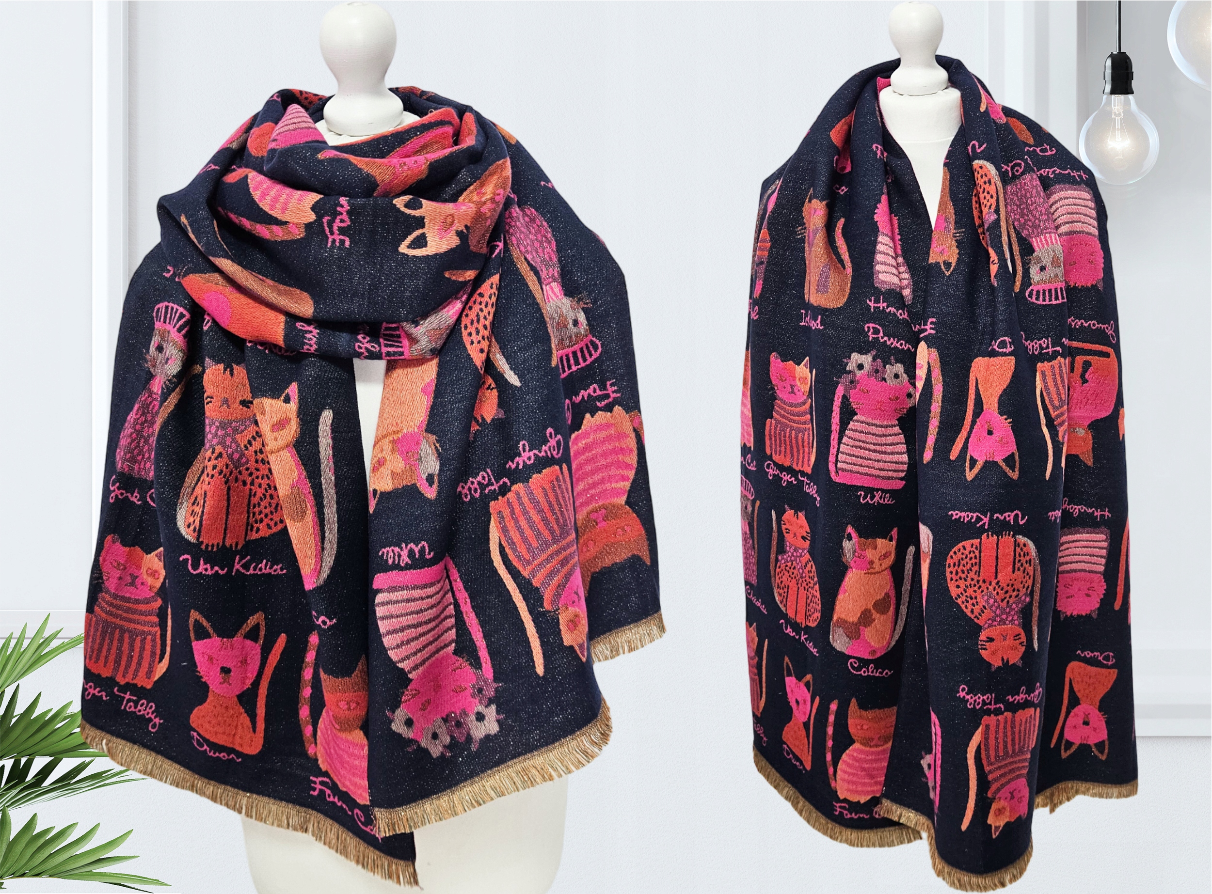 ELEGANCKI CIEPŁY SZAL SZALIK chusta w KOTY CAT Marka inna