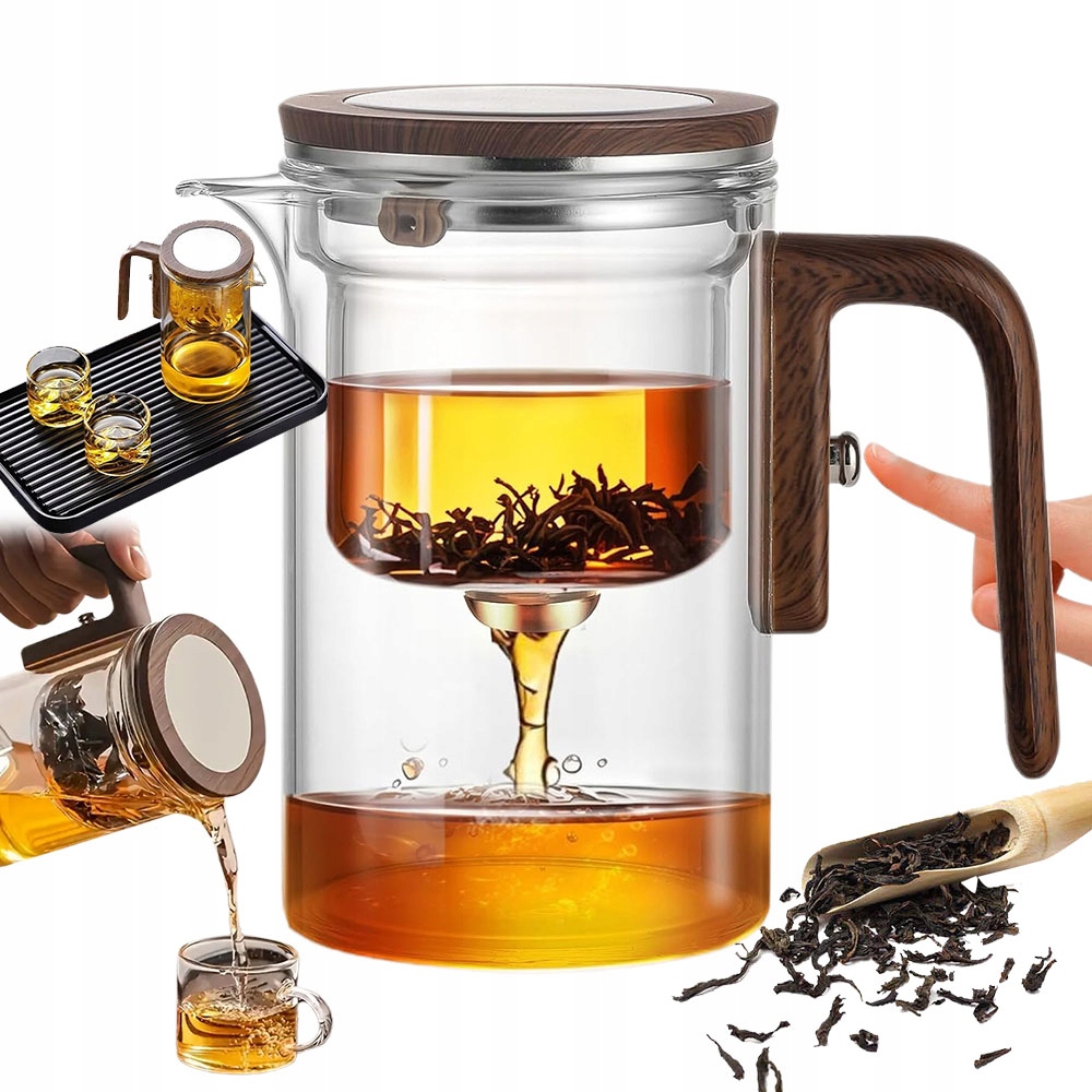 Skleněný Džbán 600 ML Automatické Filtrování Průhledný S Orlím Zobákem