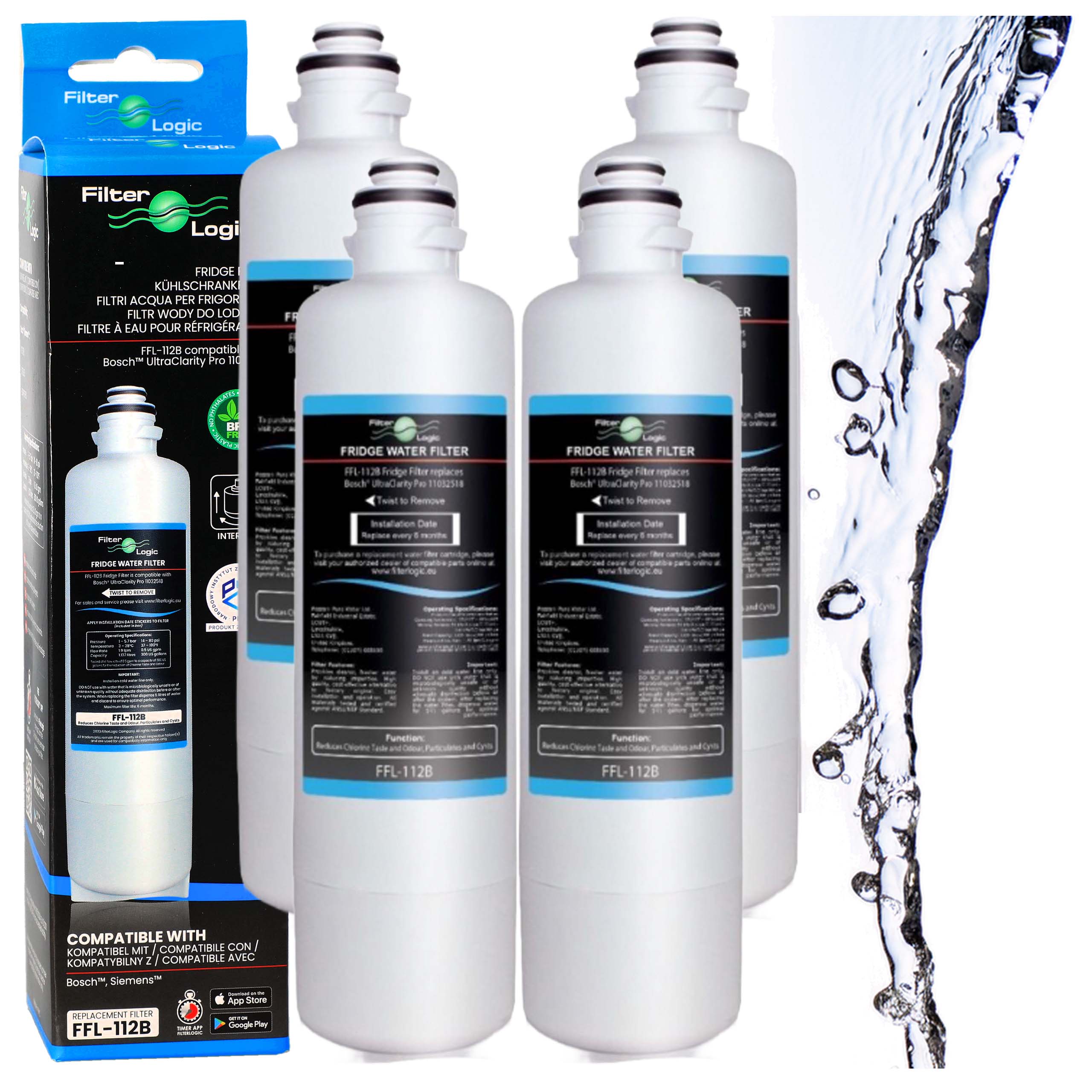 4 szt Filtr lodówki Bosch Siemens UltraClarity Pro 11032518 zamiennik