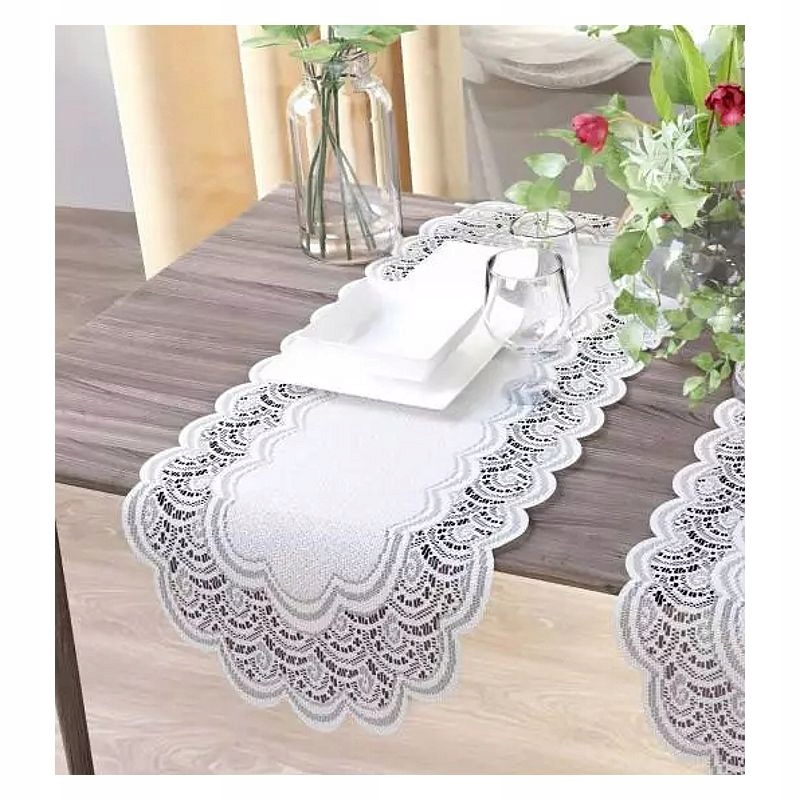 Filemon biały żakardowy bieżnik 40 x 90 cm owalny na ławę stół stolik Typ bieżnik