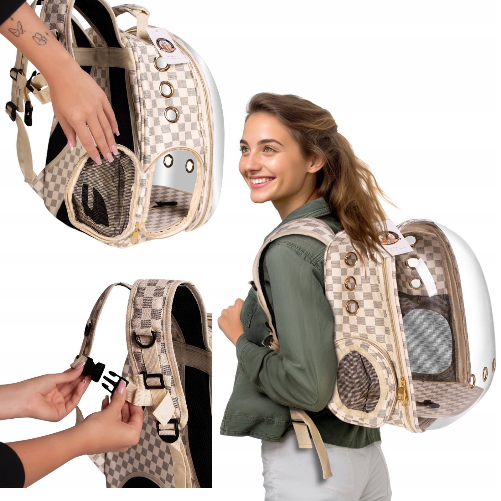 Levně Elegánský Batoh Na Cesty S Kočkou Stylový A Pohodlný Průhledný