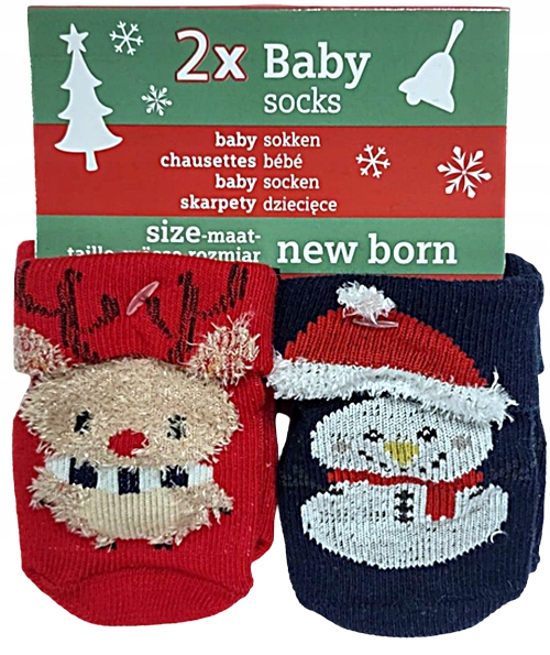 

Skarpetki dla noworodka świąteczne 2 pary