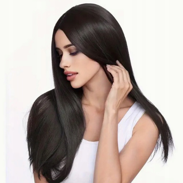 PERUKA DAMSKA WŁOSY DŁUGIE CZARNE PROSTE SZTUCZNE SYNTETYCZNE 65CM BRUNETKA EAN (GTIN) 5905753750613