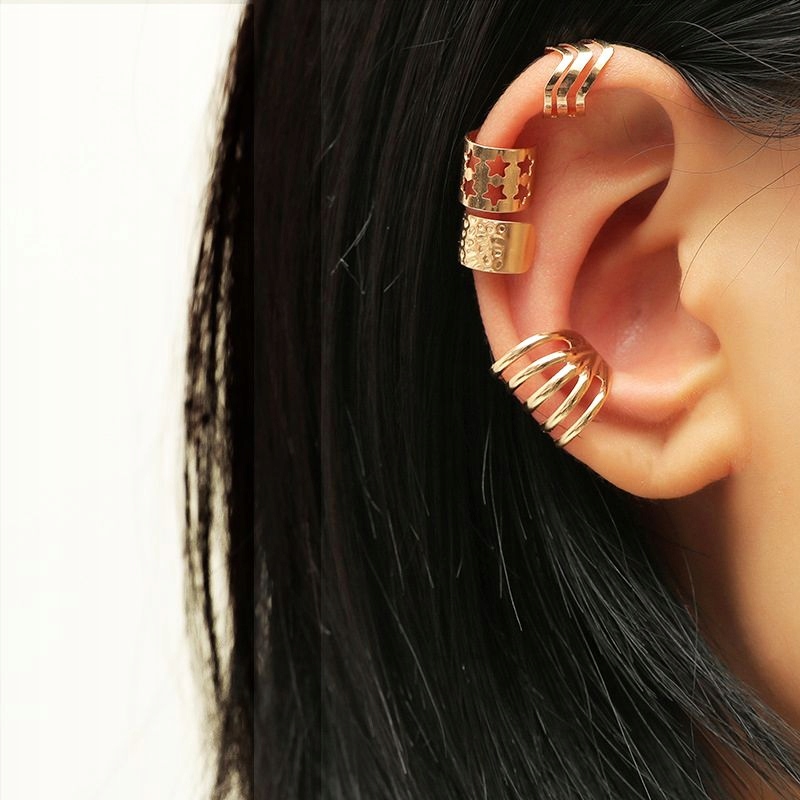 KOLCZYKI STAL ZŁOTE ZESTAW 4 SZTUK