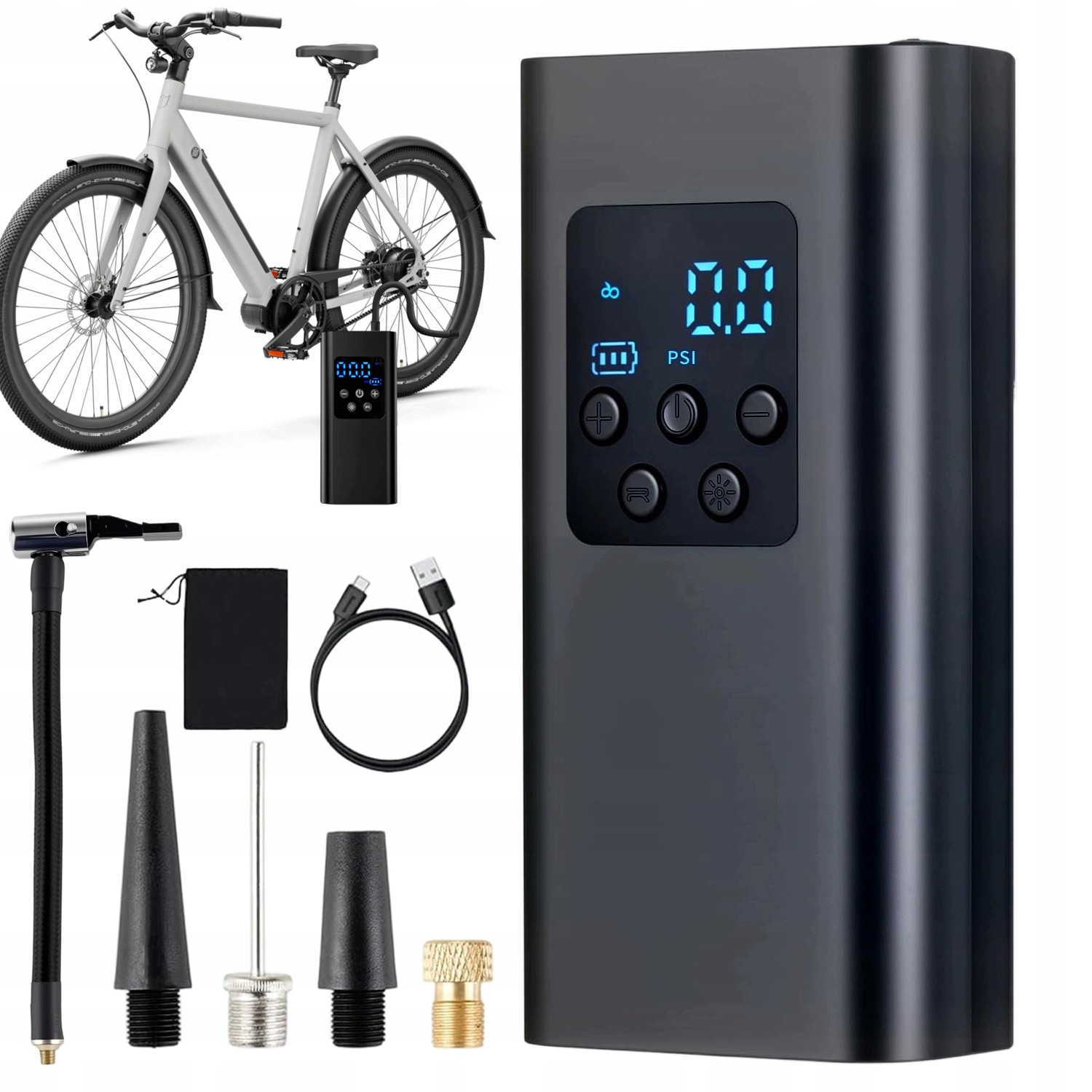 Elektrická Cyklistická Pumpa Kompresor Do Auta 150PSI Přenosná