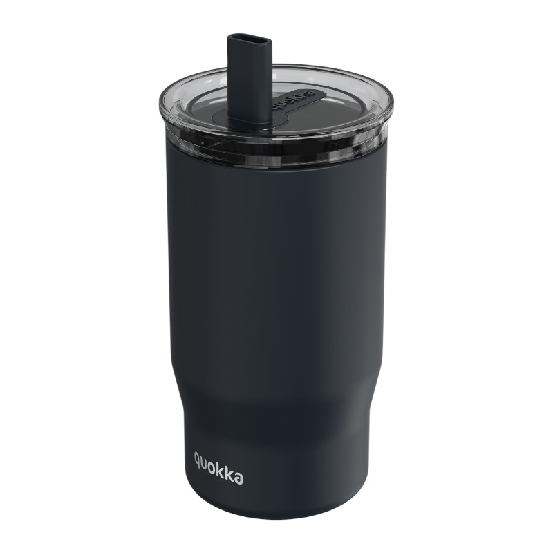 Quokka Mist Kubek termiczny ze stali nierdzewnej 720 ml ze słomką (Black)