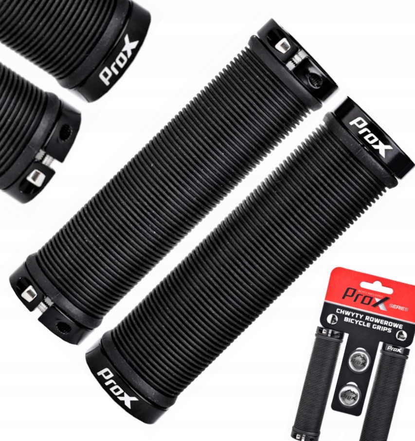 Chwyty Gripy Rączki Rowerowe Prox GP-51A Czarne 130MM skręcane Korki