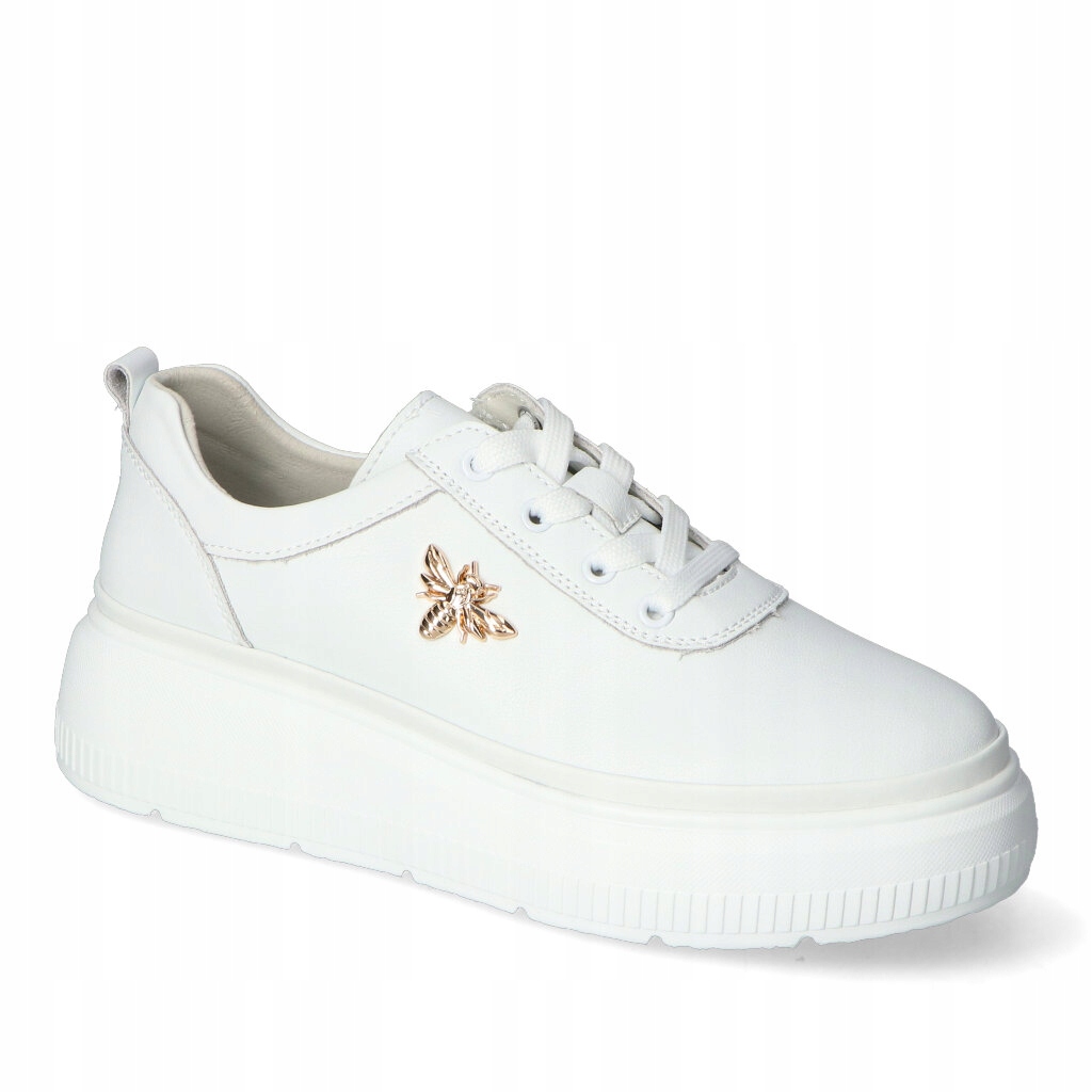 Kožené tenisky Goodin GD-XF-120C Bílé lico Zlatá ozdoba 36