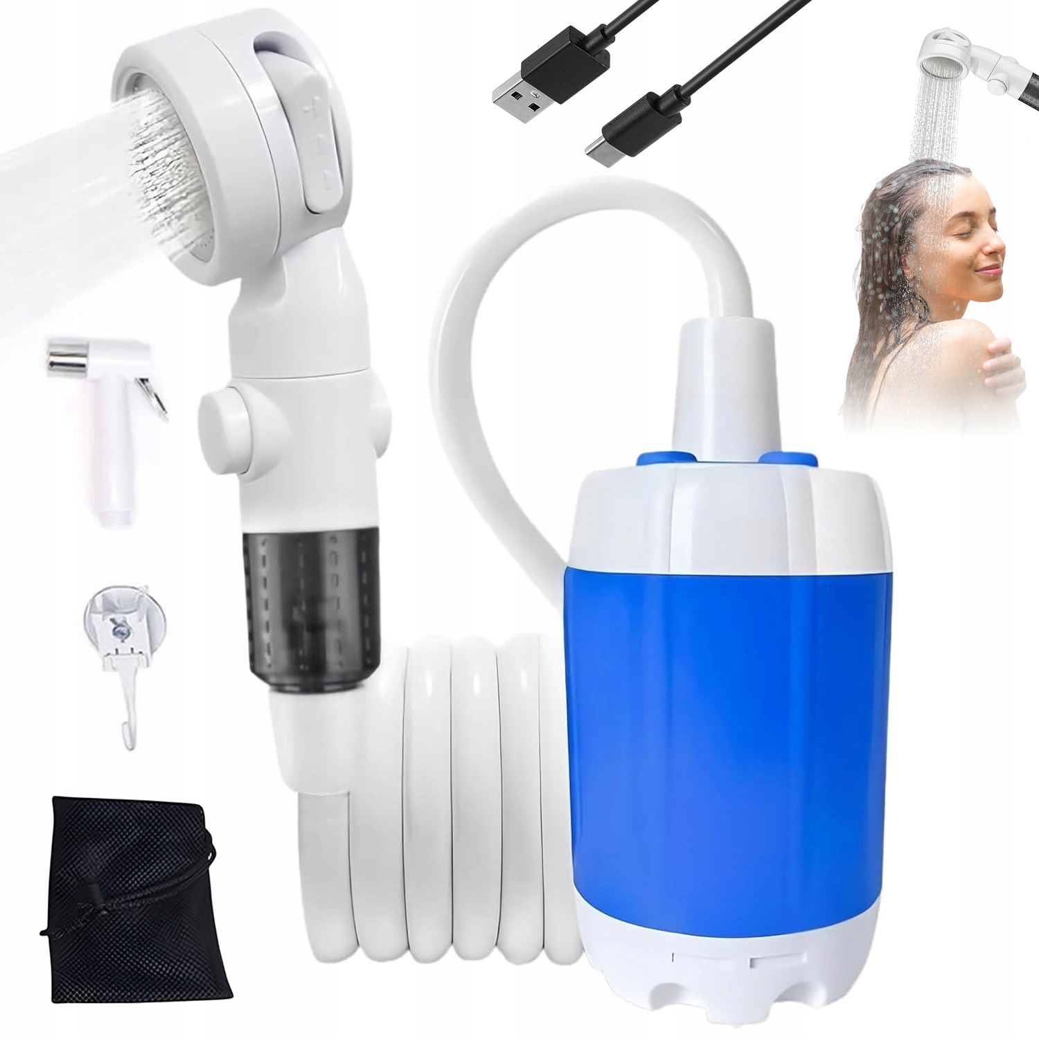 Turistická Kempingová Sprcha Akumulátor Usb 4000 Mah Elektrická Pumpa