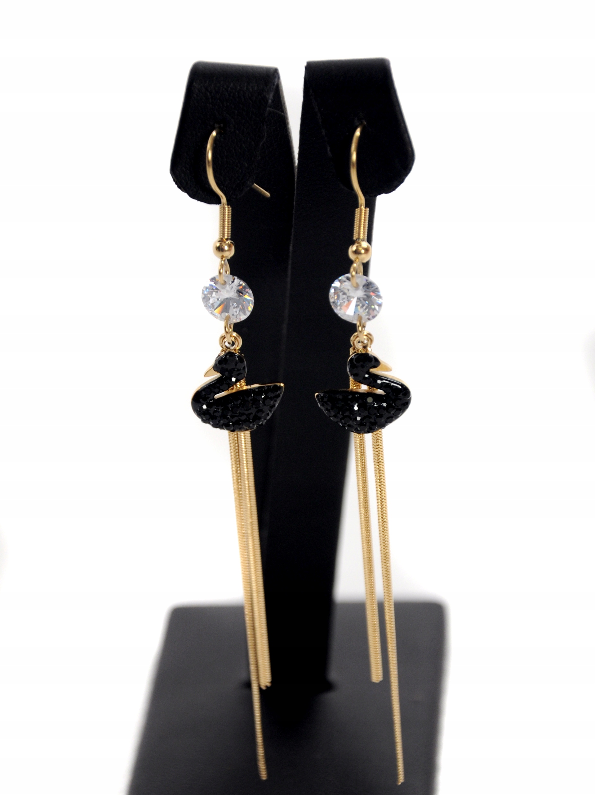 

Eleganckie Kolczyki Żyłka Łabędzie Złote Stal