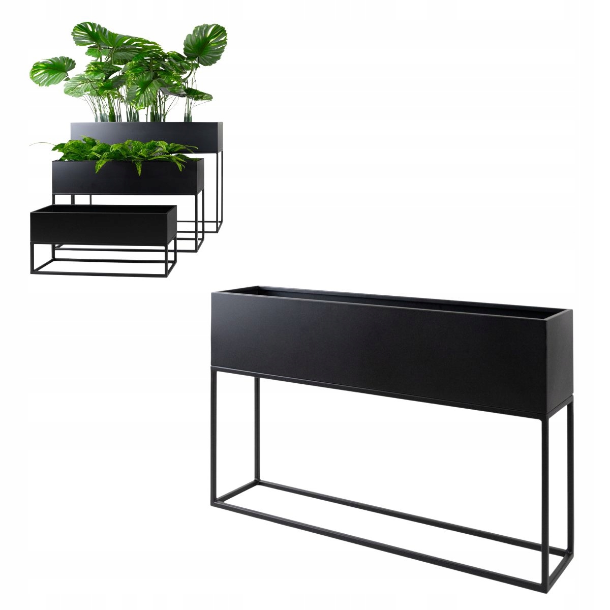 Doniczka Osłonka Na Donice Metalowa Czarna Loft Cavan M 100x21x61