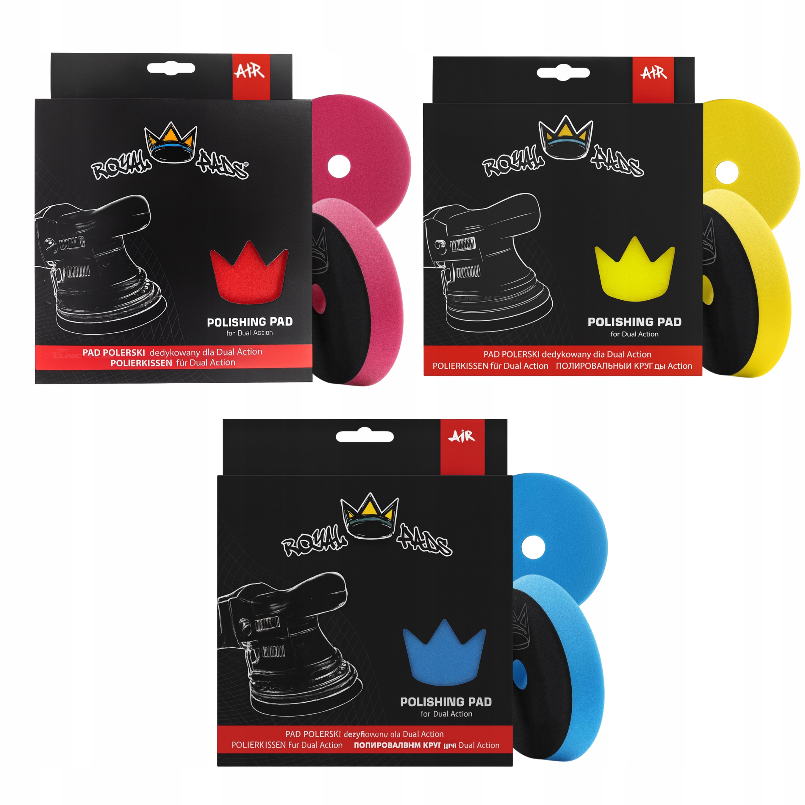 Royal Pads Zestaw 3x Pad gąbka do polerowania Da 130/150mm na rzep