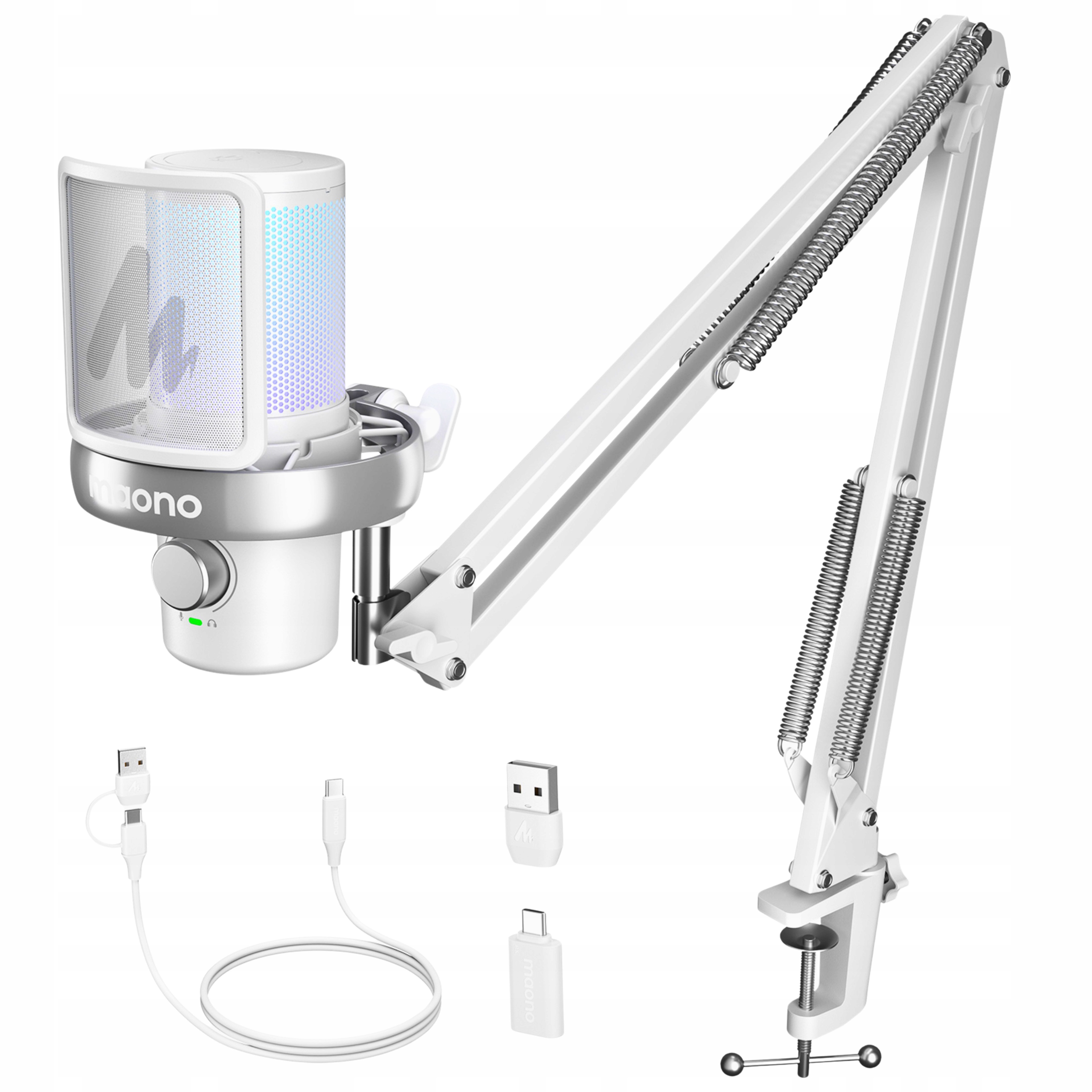 Maono DM40S Pro Bezdrátový mikrofon Usb-c Ai Rgb Gaming Vlog Pc Ps bílý