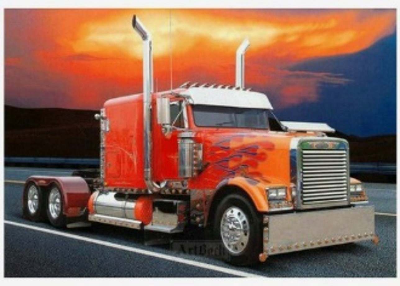 Malování podle čísel 40x50cm Náklaďák červený sólo moderní, západ s