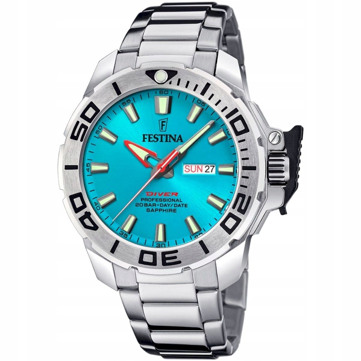 Festina Diver pánské hodinky na náramku s tyrkysovým ciferníkem 20665/6