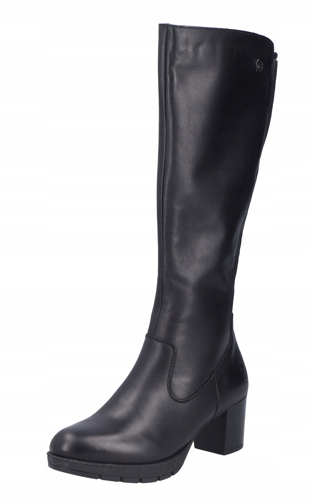 Rieker 77684-00 vel.40 černé klasické kožené kozačky na podpatku