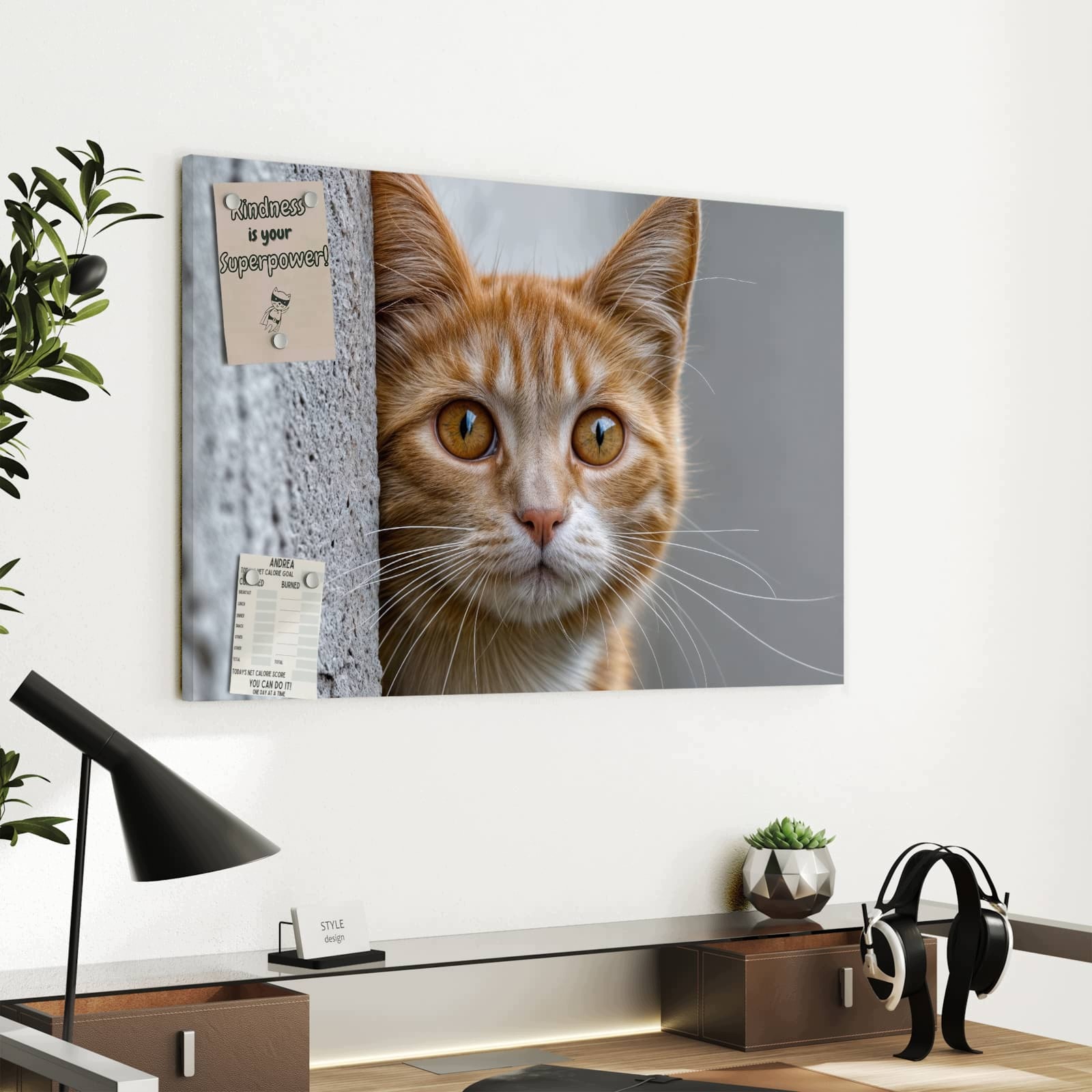 Magnetická tabule Zvědavý Kočka 60 × 40 cm