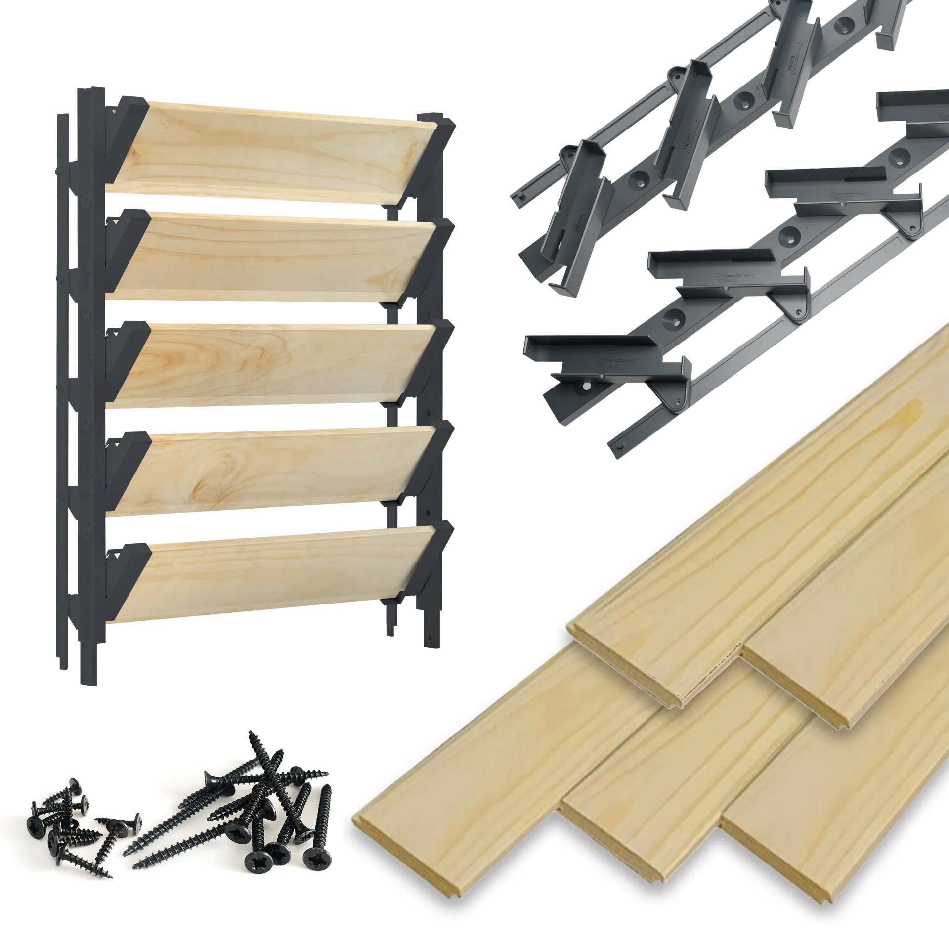 Terasové žaluzie Borovice 5 ks Shutters Systém Hdpe Pohyblivé desky Grafit